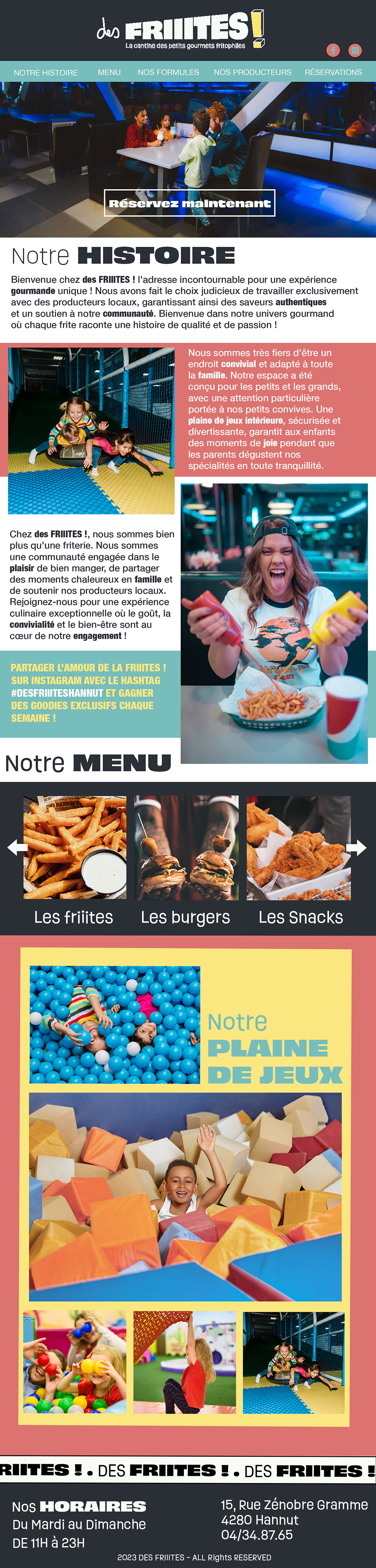 site internet fictif sur une friterie
