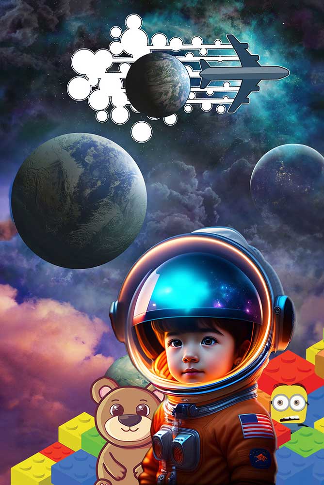 enfant astronaute avec logo et mignon